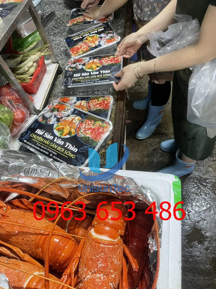hộp nhôm dùng một lần đựng hải sản
